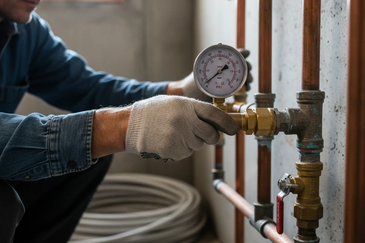 Pressure testing a repaired line during Water Line Repair in Kouts